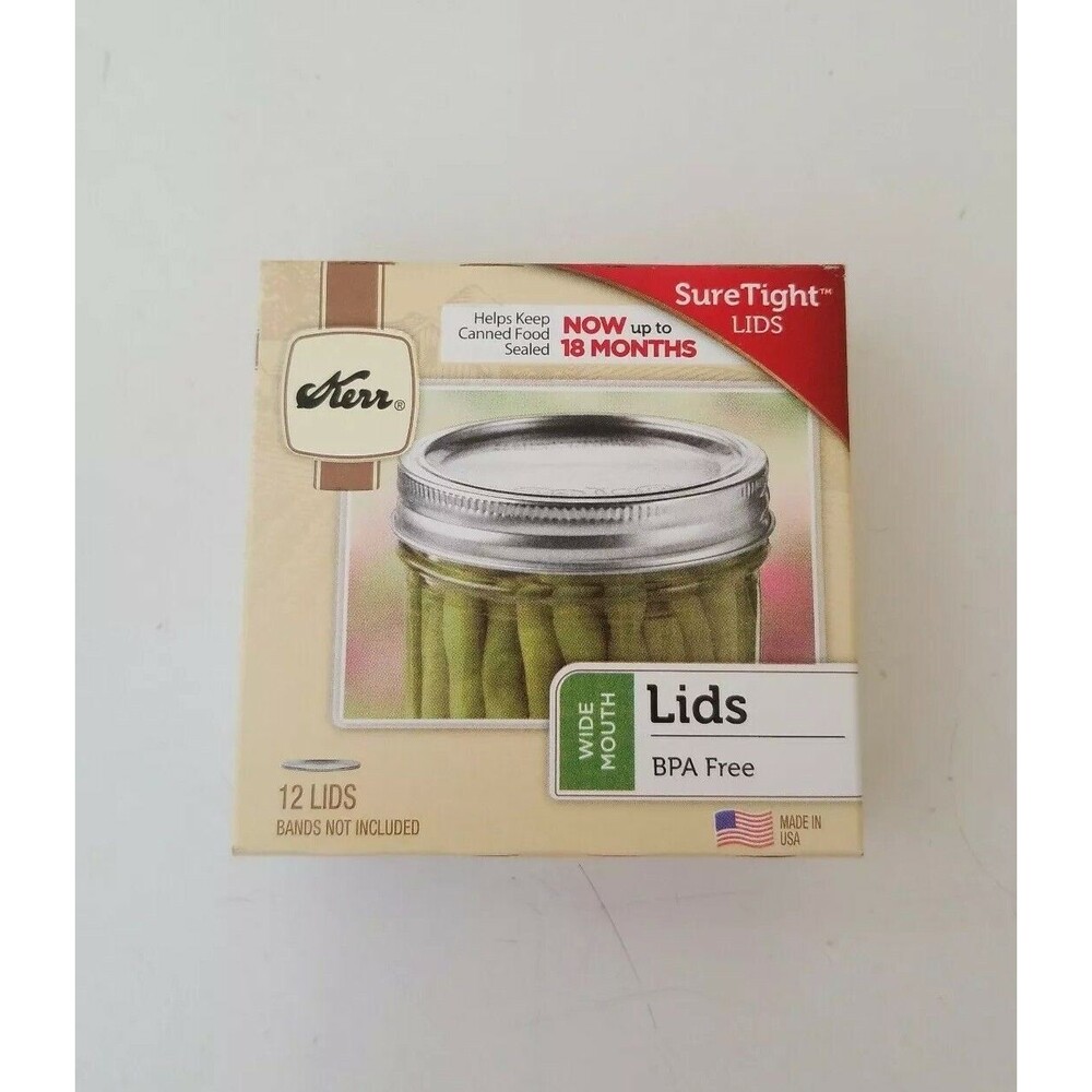Canning Jar Lids Wide Mouth Kerr® Sure Tight™ Lids Only No Bands Dozen Pack New!